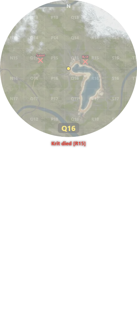 Krit died [R15] — death markers visible on minimap